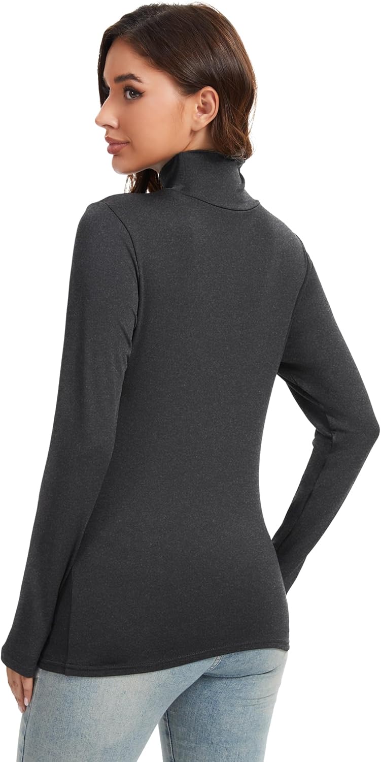 Kinglaman 5 Pack Turtleneck Thermal Shirts for Women, Turtle Neck Long Sleeve Fleece Lined Base Layer Underwear Tops - Image 3